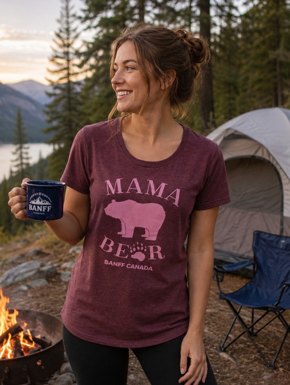 Mama Bear Banff Canada Short Sleeve Tee - Designed In Canada- NWOT - Ladies M